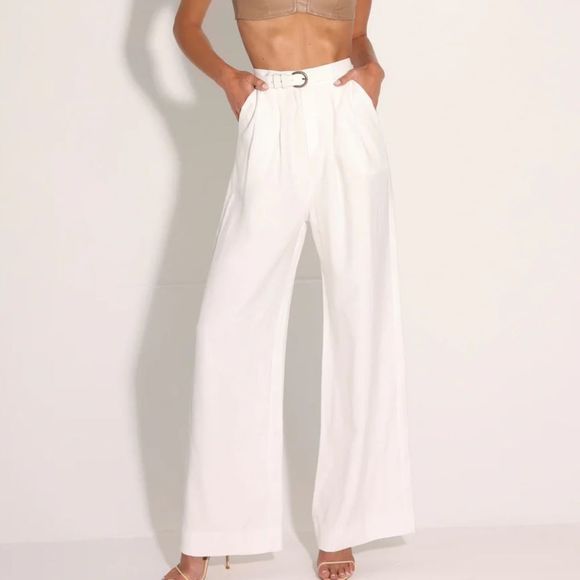 NONchalant Pants - NWT Nonchalant Fabi Wide Leg Pant - White Large Revolve
